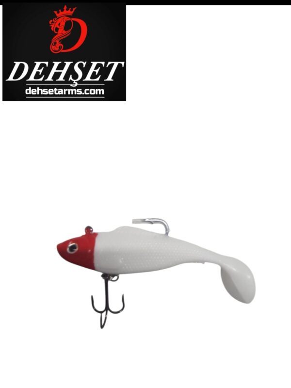 kırmızı baş beyaz silikon balık 10 cm