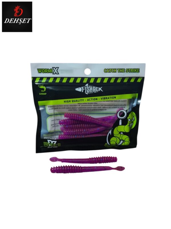 Silikon Kurt Yem - 2,2g 87mm - Fishack Wormix - 10 Adet - UV - Purple