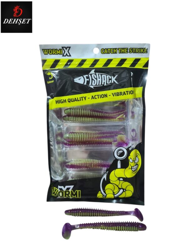 Silikon Kurt Yem - 4,2g 105mm - Turna/Levrek Silikonu - 10 Adet - Mor/Yeşil